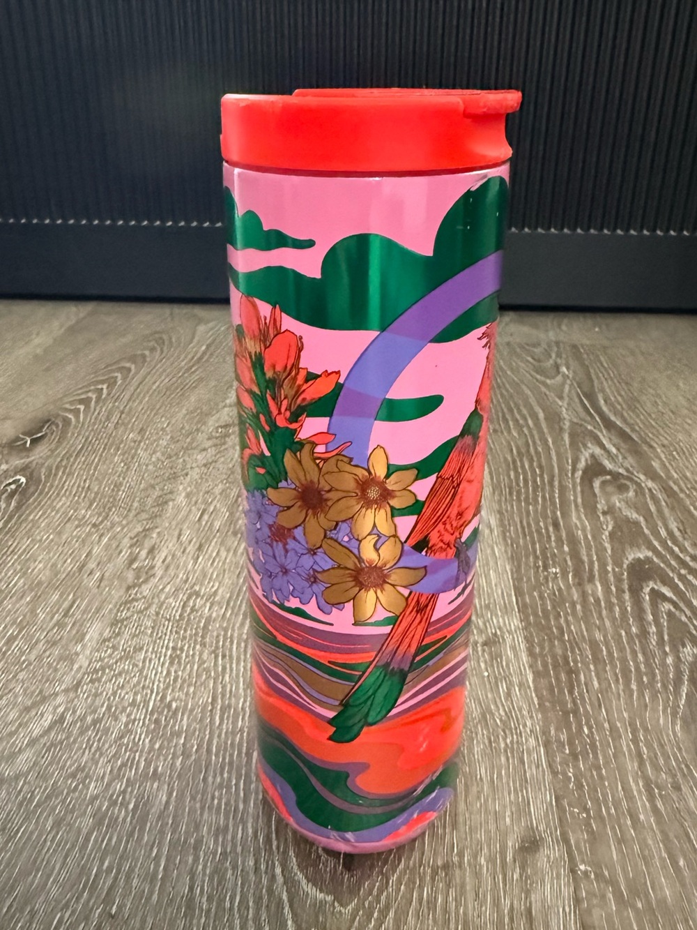 Starbucks 2024 Rex Hamilton Stainless Steel 16 oz Pink Multicolor Tumbler